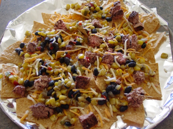 Nachos ready for the oven